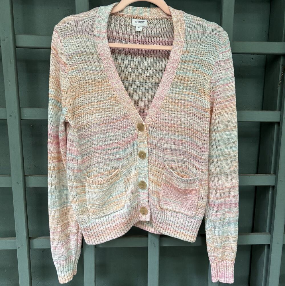 J.CREW Women’s Pastel Ombre Knit Beach Cardigan Sweater S Soft Girl Fairycore
